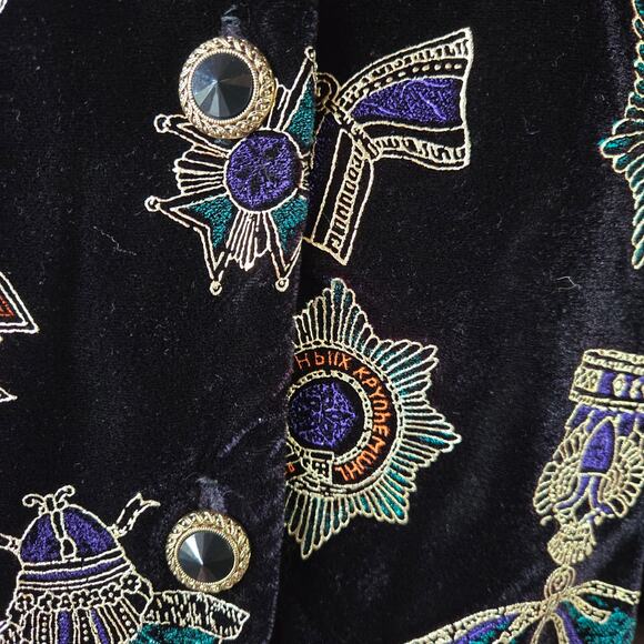 Brittany Nicole II Women Vtg 90s Avante Garde Whimsigoth Black Velvet Jacket 22W - Picture 4 of 12